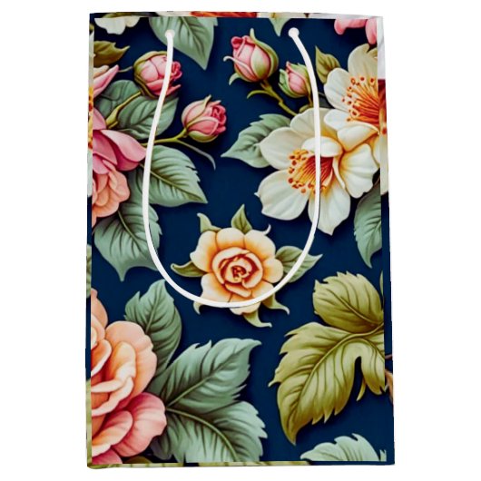 Bolsa de regalo con diseño de flores medium cadeauzakje (Voorkant)