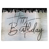 Bolsa de regalo plateada con flores para cumple groot cadeauzakje (Voorkant)
