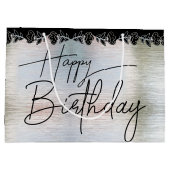 Bolsa de regalo plateada con flores para cumple groot cadeauzakje (Achterkant)