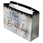 Bolsa de regalo plateada con flores para cumple groot cadeauzakje (Achterkant Gekanteld)