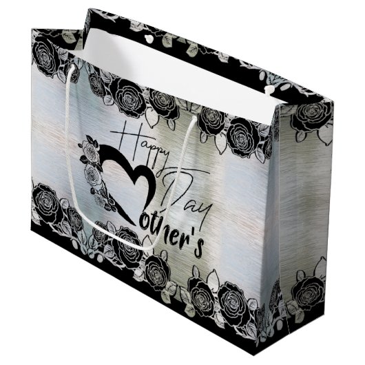 Bolsa de regalo plateada para día de madre groot cadeauzakje (Voorkant Gekanteld)