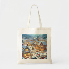 Bolsa de tela con paisaje navideño tote bag