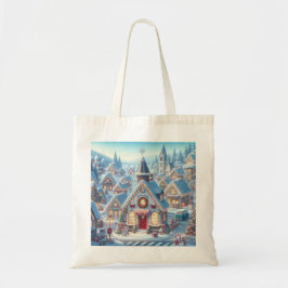 Bolsa de tela con paisaje navideño tote bag