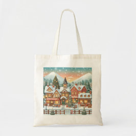 Bolsa de tela con paisaje navideño tote bag