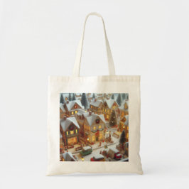 Bolsa de tela con paisaje navideño tote bag