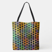 Bolsa em cores com bolinhas pretas e riscos. tote bag (Achterkant)