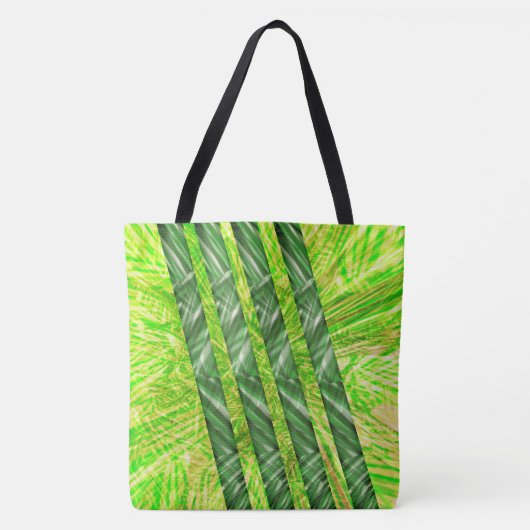 Bolsa verde amarelado com riscos e traços "bambu" tote bag (Voorkant)