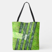 Bolsa verde amarelado com riscos e traços "bambu" tote bag (Achterkant)