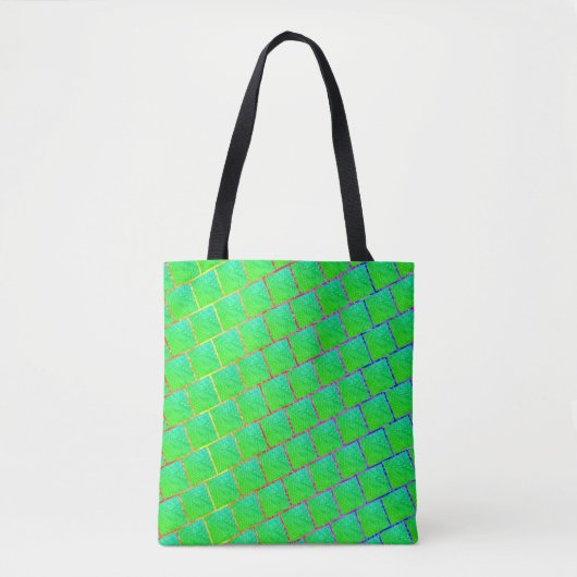 Bolsa verde azulado, "tom em relevant" e linhas tote bag (Voorkant)