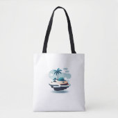 Bolso blanco con diseño de isla tote bag (Voorkant)