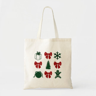 Bolso de tela navideño coquette tote bag