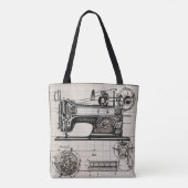  "  Bolso Old Planes Sewing Machine: Elegancia   Tote Bag (Achterkant)
