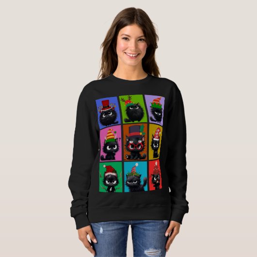 Bolt The Cat Kerst sweatshirt voor vrouwen (Voorkant volledig)