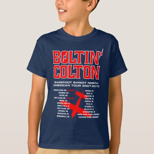 Boltin' Colton World Tour (rood) T-shirt (Voorkant)