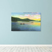 Bolton Landing Uitzicht van Couples Canoeing Canvas Afdruk (Insitu (Houten vloer))