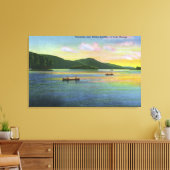 Bolton Landing Uitzicht van Couples Canoeing Canvas Afdruk (Insitu (Woonkamer))