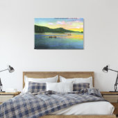 Bolton Landing Uitzicht van Couples Canoeing Canvas Afdruk (Insitu (Slaapkamer))