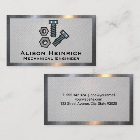 Bolts en Nuts | Metaal staal Visitekaartje (Voorkant / Achterkant)