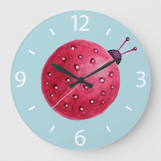  bolvormige Abstracte Waterverf Ladybug Kinderen Grote Klok (Voorkant)