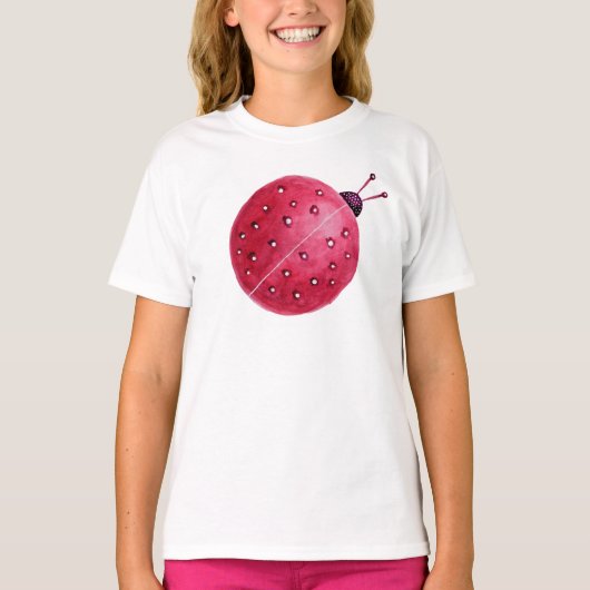 bolvormige Abstracte Waterverf Ladybug T-shirt (Voorkant)