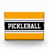 BolYellow Zwart Wit PICKLEBALL Racing Stripes Fotoblokken (Voorkant)