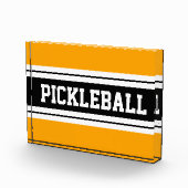 BolYellow Zwart Wit PICKLEBALL Racing Stripes Fotoblokken (Rechts)