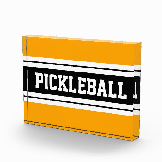 BolYellow Zwart Wit PICKLEBALL Racing Stripes Fotoblokken (Rechts)