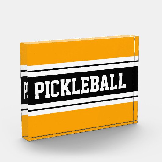 BolYellow Zwart Wit PICKLEBALL Racing Stripes Fotoblokken (Links)