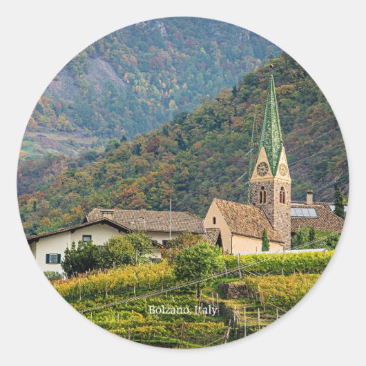 Bolzano, Italiaanse landschapsfoto Ronde Sticker (Voorkant)
