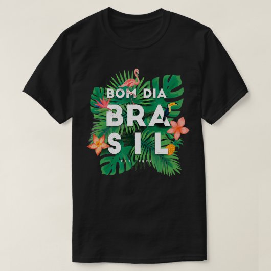 Bom Dia Brasil South America Flamingo Palm & Flowe T-shirt (Design voorkant)