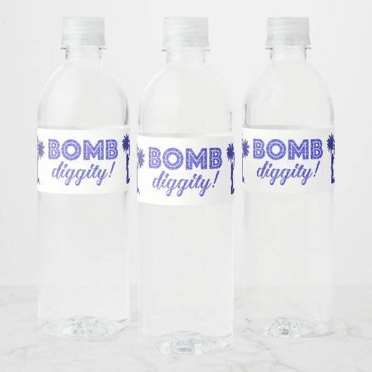 Bom Diggity Pom Pom gerecycleerd plastic flesetike Waterfles Etiket