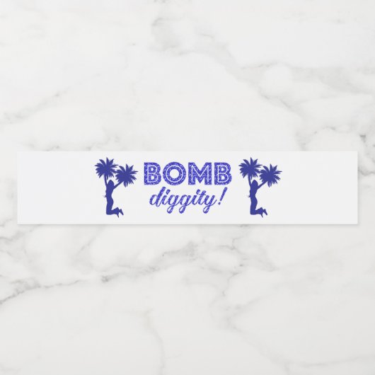 Bom Diggity Pom Pom gerecycleerd plastic flesetike Waterfles Etiket (Enkel label)