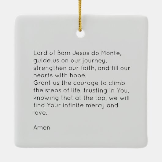 Bom Jesus Braga Heiligdom foto, met gebed Keramisch Ornament (Achterkant)
