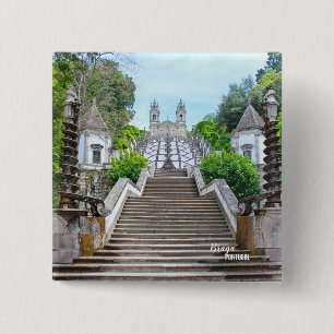 Bom Jesus de Braga Katholiek Heiligdom, Portugal Vierkante Button 5,1 Cm