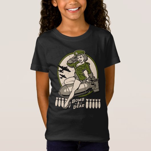 Bomb-A-Beste Bomber Nose Art Pinup T-shirt (Voorkant)