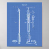 Bomb Lance 1885 Patent Art Blueprint Poster (Voorkant)