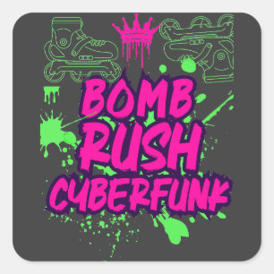 Bomb Rush Cyberfunk — Neon Street Graffiti Vibes Vierkante Sticker
