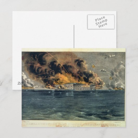 Bombardement Fort Sumter Briefkaart (Voorkant / Achterkant)