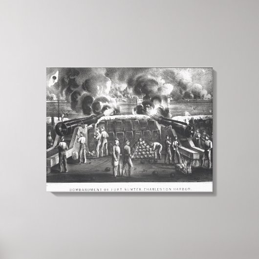 Bombardement Fort Sumter, Charleston Harbour Canvas Afdruk (Voorkant)