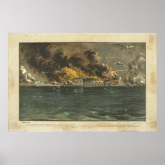 Bombardement Fort Sumter door Ives Poster