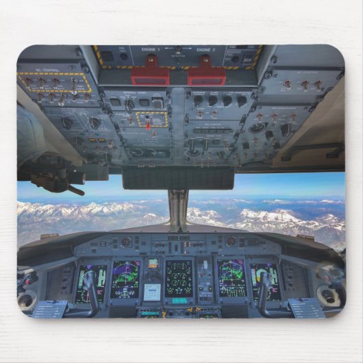 Bombardier Q400 Cockpit over de Alpen Muismat (Voorkant)