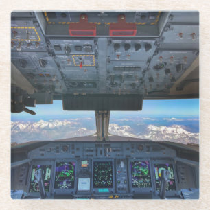 Bombardier Q400 Cockpit over de Alpen-Muismat Glazen Onderzetter