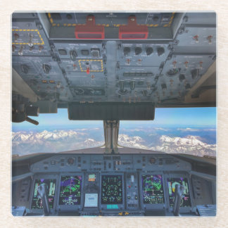 Bombardier Q400 Cockpit over de Alpen-Muismat Glazen Onderzetter