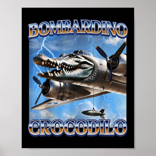 Bombardino Crocodilo Grappige Italiaanse Hersenrot Poster (Voorkant)