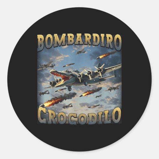 Bombardino Crocodilo Ronde Sticker (Voorkant)