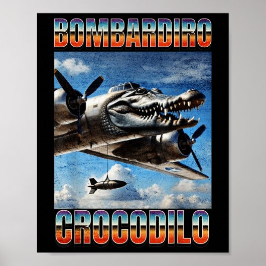 Bombardiro Crocodilo Funny Trendy Italiaanse Herse Poster (Voorkant)