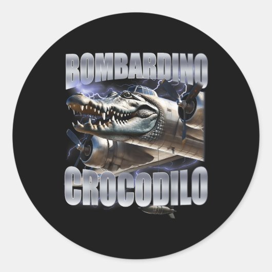 Bombardiro Crocodilo - Italiaanse Hersenrot Meme Ronde Sticker (Voorkant)