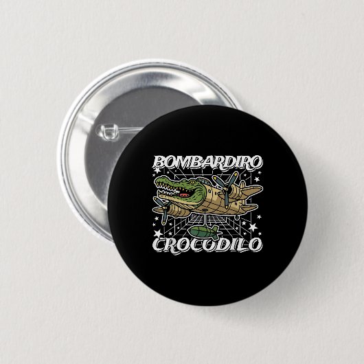 Bombardiro-krokodil Italiaans-hersenrot Geen slech Ronde Button 5,7 Cm (Voorkant /achterkant)