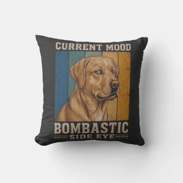 Bombastisch Zijdelingse Blik Labrador Retro Grappi Kussen (Voorkant)