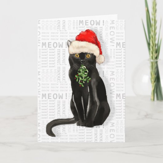 Bombay Black Cat Funny Kerstmis Kaart (Voorkant)